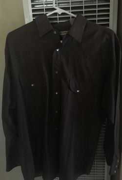 brown button up shirt size Large