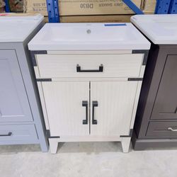 “24” Bathroom Vanity in White Oak with Marble Top in White  $319 
