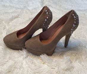 Vince Camuto Tan Studded Heels
