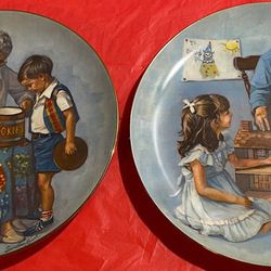 1981 Vintage Collector Plate Set "Grandma's Cookie Jar" - "Grandpa and the Doll House"

