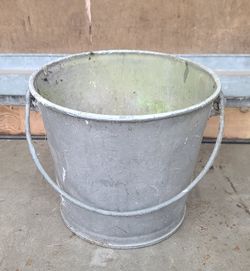 Vintage Heavy Metal Bucket With Metal Handle