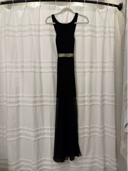Express Black Maxi Dress with Gold Waistband - Worn Once