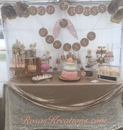 Baptism party decor candy table