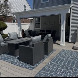 Set of 4 wicker conversation outdoor chairs