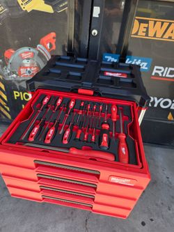 Milwaukee Hand Tool Set with PACKOUT 4 Drawer Tool Box (64-Piece