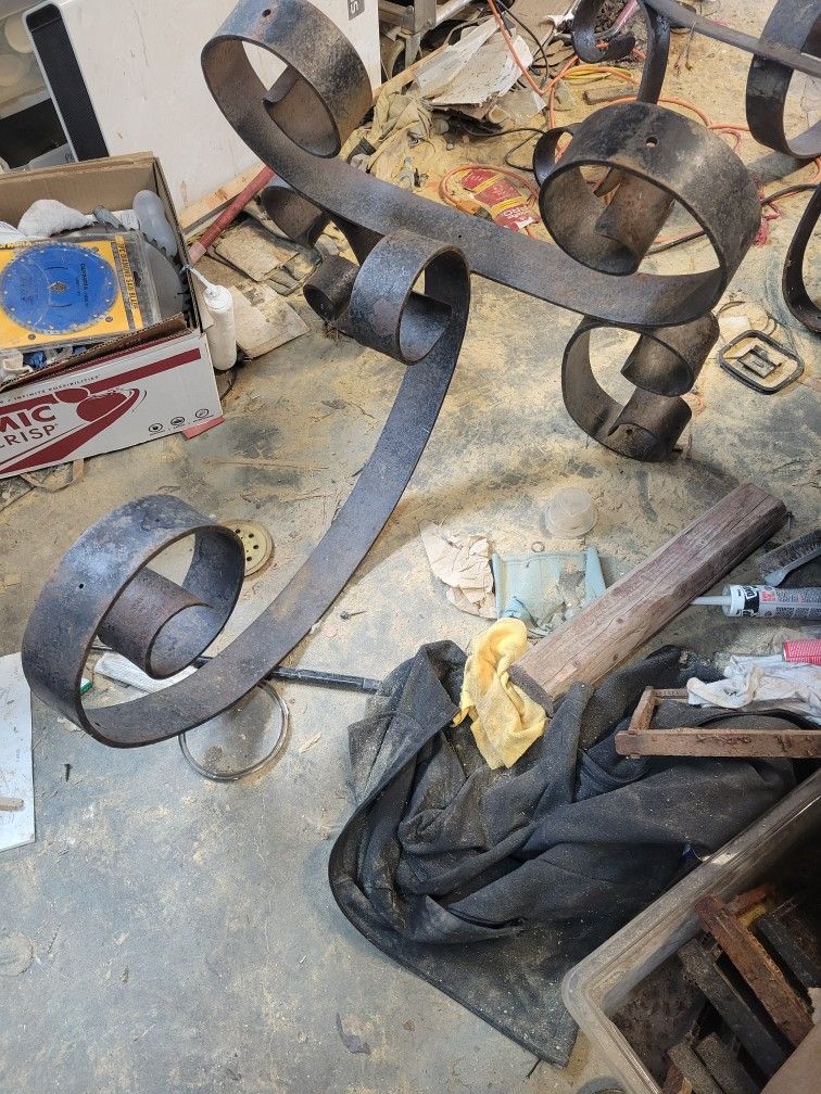 Antique Wrought Iron Dining Table Legs 