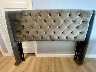 Gray Velvet Tufted Upholstered Headboard