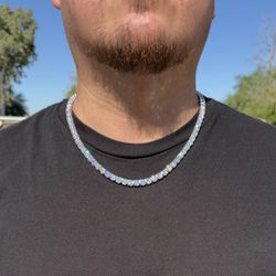 Mens Necklace Tennis Chain VVS on 925 Silver