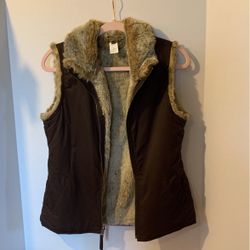 Gap Women's Reversible Brown Faux Fur Vest Jacket Small