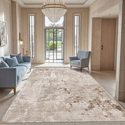 8x10 Area Rug Indoor Non-Slip Large Carpet Thin Soft Washable Living Room Bedroom