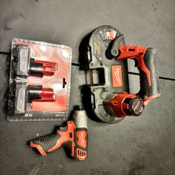 Milwaukee M12 Bandsaw/ Impact Drill w/ Brand New Battery Packs