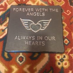 Solid Concrete GraveMemorial Stone Metallic Hand Painted Art 11.75” / 10.25”
