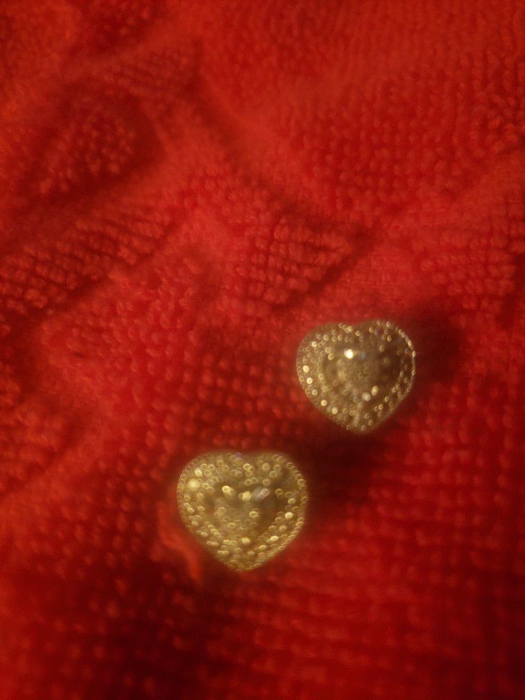 Women's Sterling Silver Real Diamond Heart Stud Earrings 