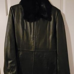 Womens Black Leather Coat