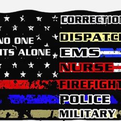 First Responders Flag 3x5 Outdoor No One Fights Alone Flags Double Sided Heavy Duty 3 Ply 210D Polyester Flags with Durable Canvas Header 3 X 5 Feet