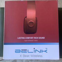 Belink Beat Wireless Bluetooth Foldable Red Headphones With Built In Controls