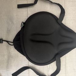 Black Padded Gel Fabric Bicycle Seat Cover with Straps for workout bike