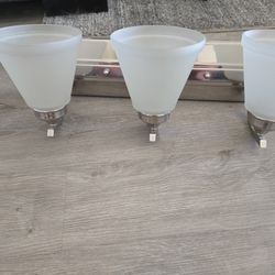 Two 3-Light Brushed Nickel Vanity With Frosted Glass 
