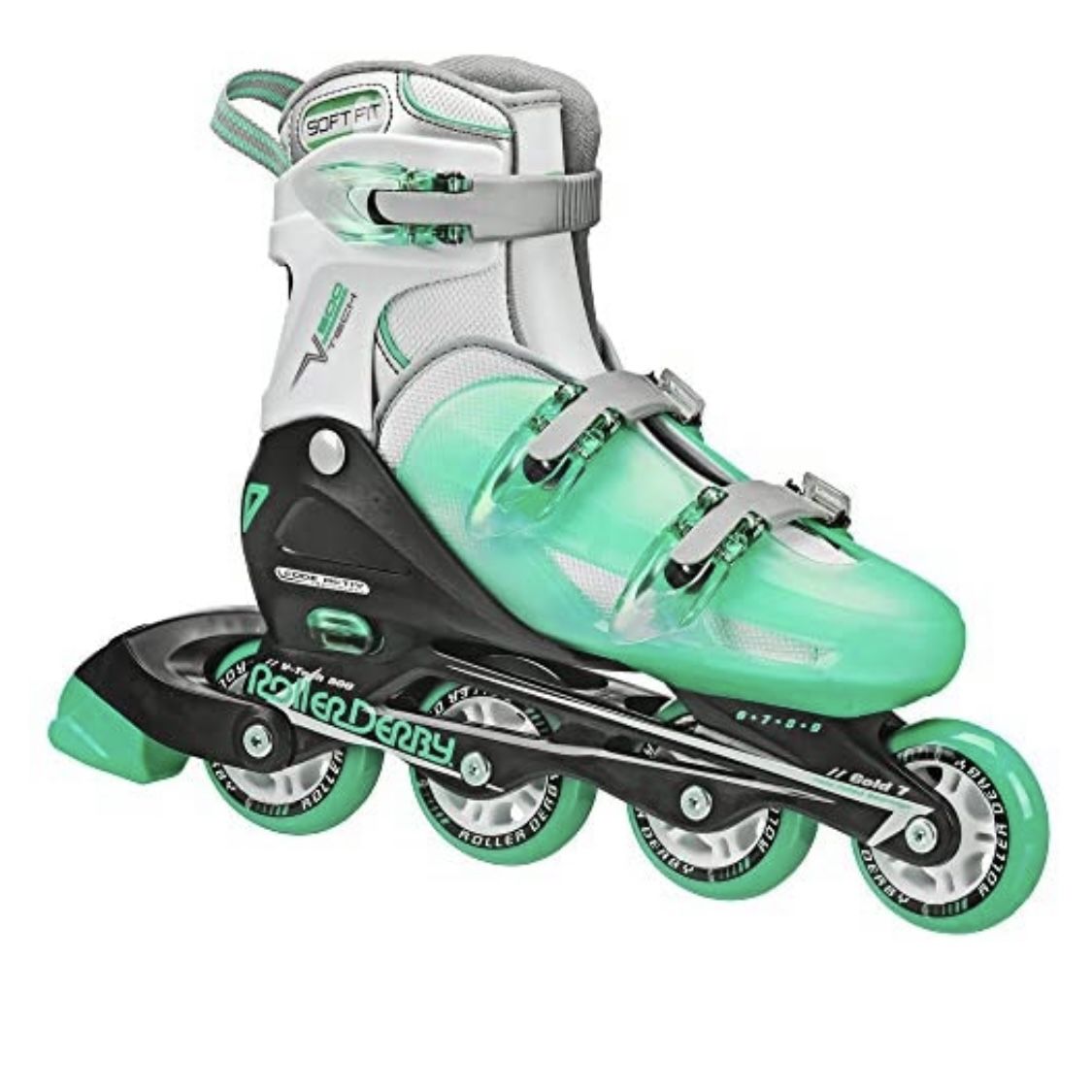 Roller Blades Roller Derby Womens V Tech 500 Button Adjustable Inline Skate Mint Green Used