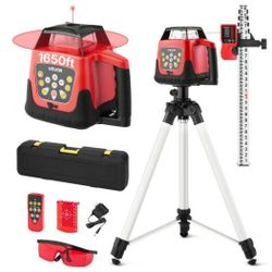 EVOR Rotary Laser Level Kit, 1650ft 360-Degree Self Leveling Red Horizontal Laser Transit,with Tripod,Receiver,Remote Control, Scale,Toolcase, 

