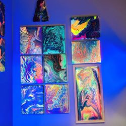 Custom paintings - Back Staples Canvases All Shapes And Sizes. Black light And Glow Infused 