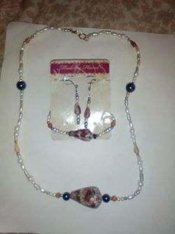 Beaded cone shell necklace earring and bracelet set