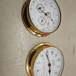Weems and Plath Brass Clock and Weather Station