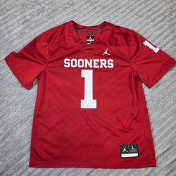 Nike Jordan Boys #1 Oklahoma Sooners Red Football Jersey Mens Large EUC