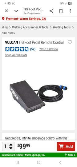 Brand new NEVER USED VULCAN T.I.G. FOOT PEDAL