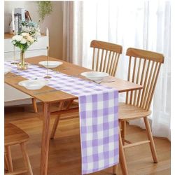 Fabric Checkered Table Runner 12 Pack Waterproof Gingham Table Runner 14W x 108L lavender