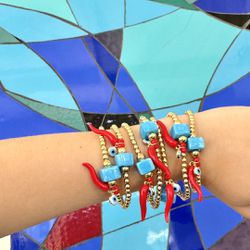 Fashion Statement Modern Bracelet LUCKY for Women and Teen Girls. Vacation, Summer Accessories and Gift Ideas with Gold and Silver Jewelry.