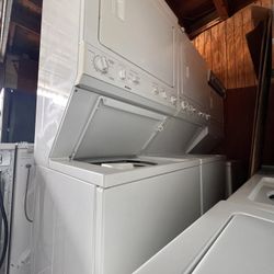 27” Wide Stack Washer Dryer White Nice Condition Clean With Warranty 