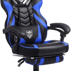 Vonesse Gaming Chair for Adults,Reclining Gamer Chair with High Back,Big and Tall Gaming Chairs with Footrest,Computer Chair with Massage(Black/Blue)