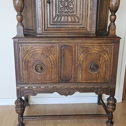 Antique Table, Hutch, And Sideboard 
