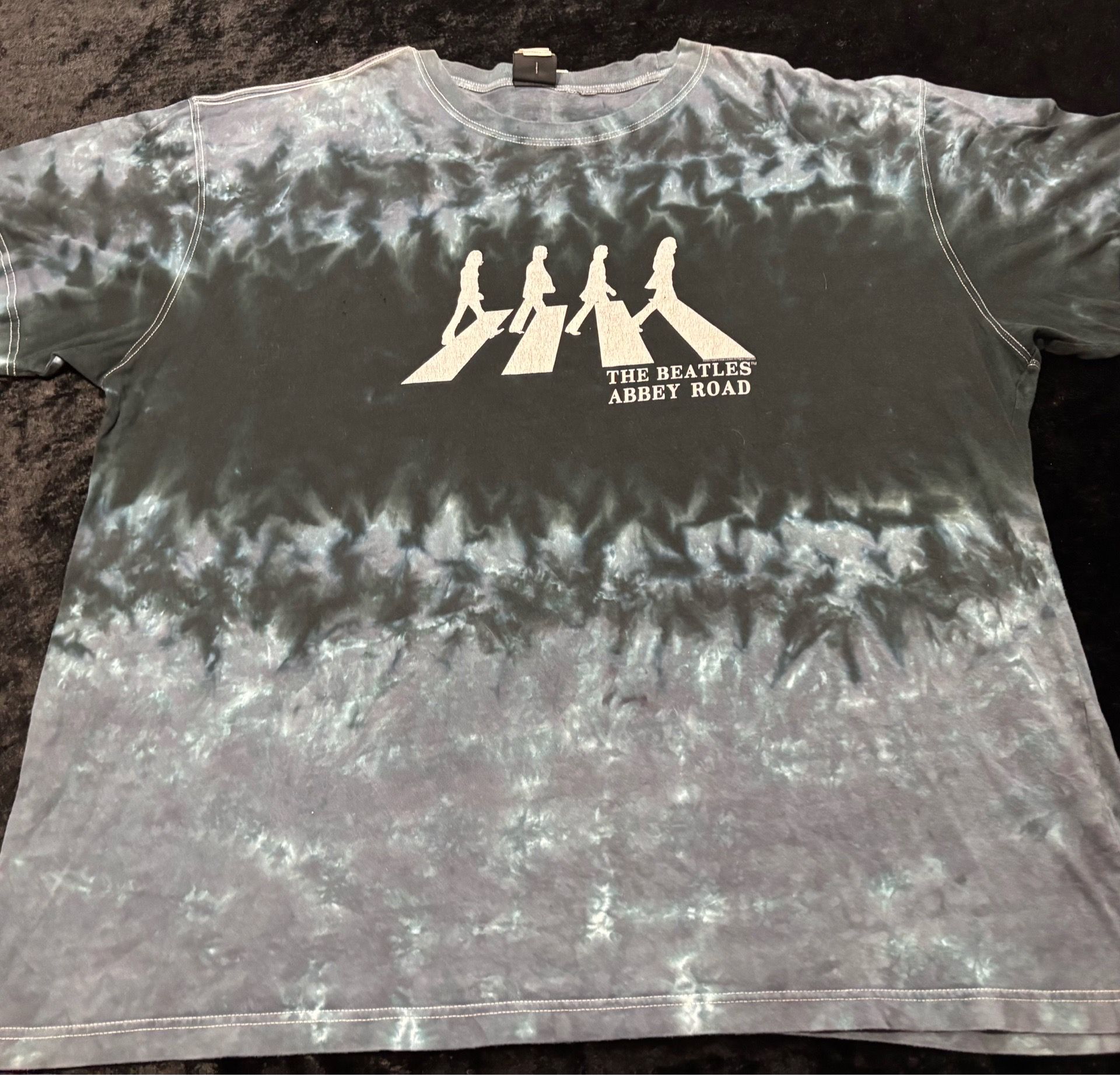 Mens 3XL Vintage Liquid Blue The Beatles Abbey Road Tie Dye Tshirt