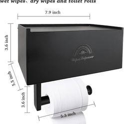 Toilet paper with wipe holder wall Mount,Wipes dispenser for bathroom,toilet paper holder with shelf,Feminine product organizer,hide wipes,tampon case