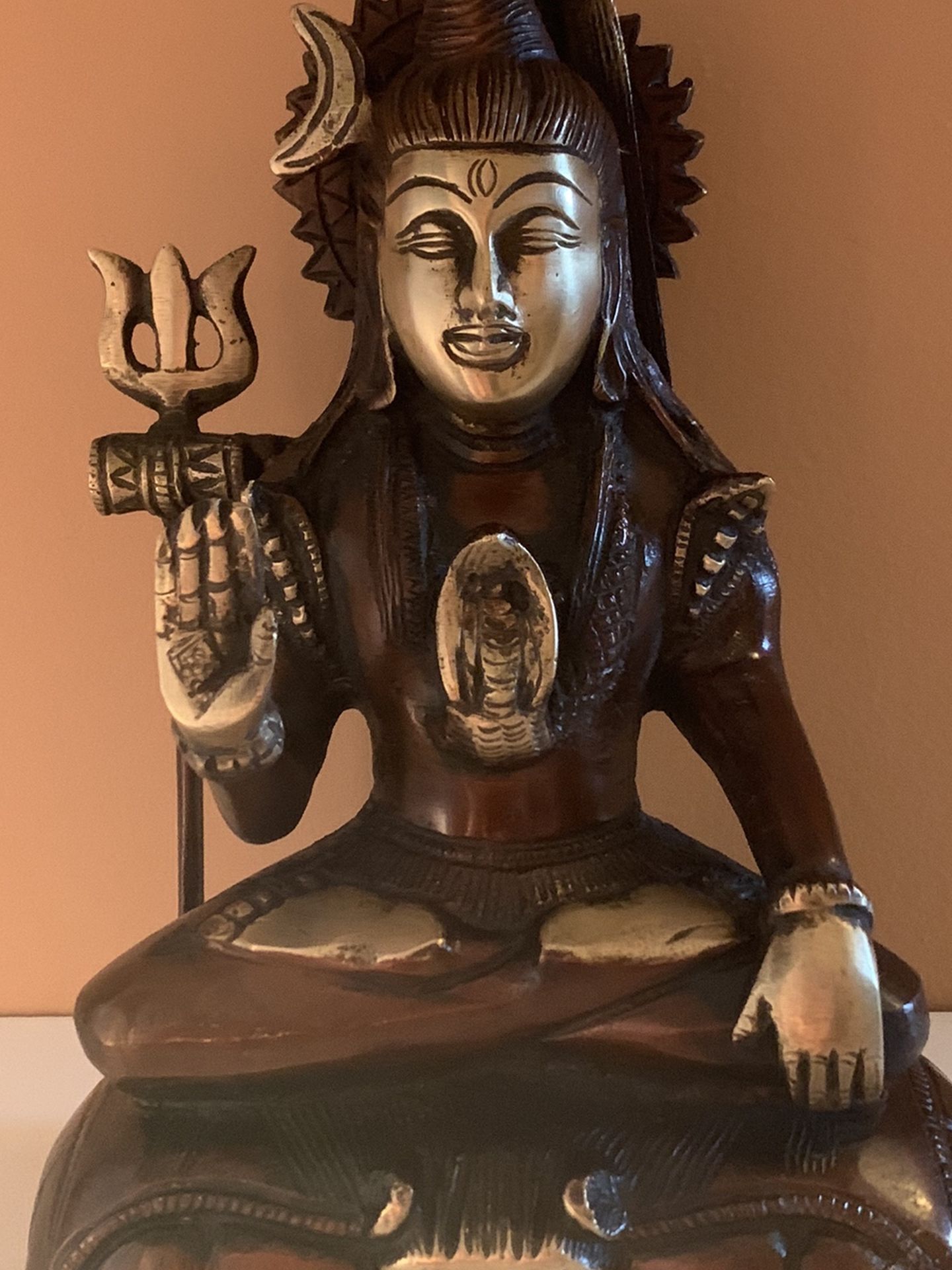 Bronze Finish Sitting Shiva Brass Statue Figurine