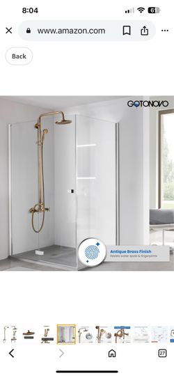 gotonovo Shower System Set with Hand Sprayer and Tub Spout Stainless Steel8 Inch black and chrome and gold bronze C47