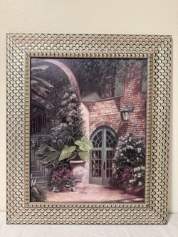 Large Framed Textured Garden Courtyard Wall Art – Decorative Frame