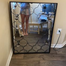 Indoor/outdoor Mirror With Candle Holders