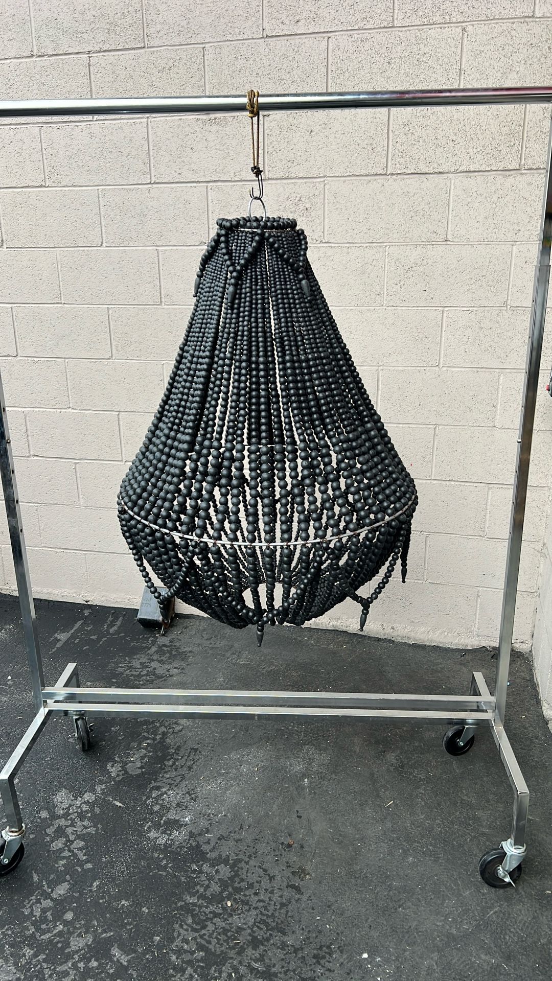 Wood beaded Hanging Chandelier 40x30 Extra Large