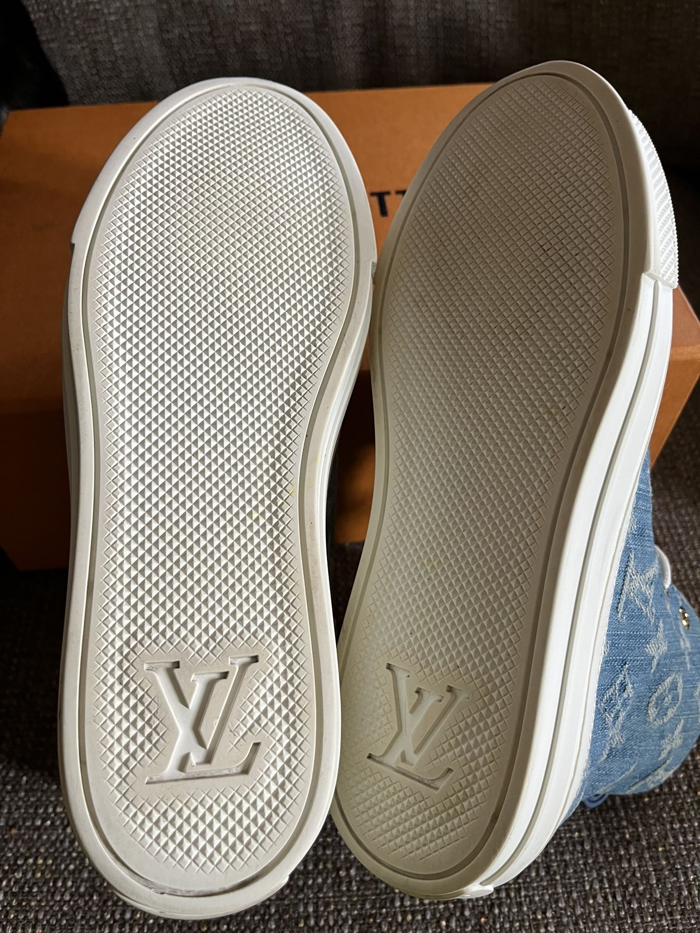 Louis Vuitton Stellar Monogram Denim High Top Sneakers Authentic Size 37.5  for Sale in Los Angeles, CA - OfferUp