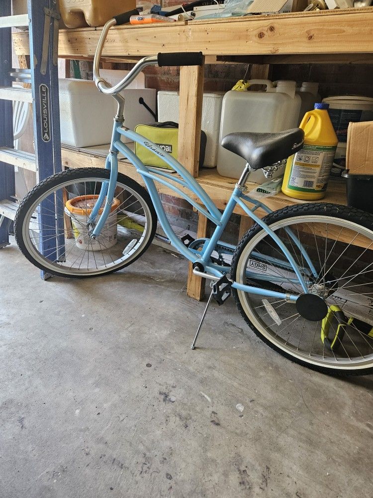 Firmstrong Sixthreezero Urban Lady Beach Cruiser Bike, Women's 3 Speed Hybrid Bicycle and Bike Rack.