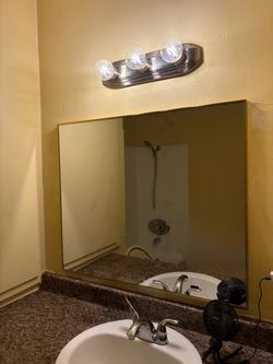 LARGE GOLD FRAMED WALL MIRROR – 35” x 29.5”