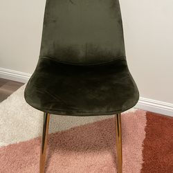 Green Faux Velvet High Back Chair Gold Legs
