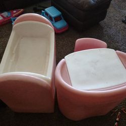 Doll Bed With A Table And Chair
