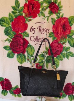 Coach Ava Black Signature Embossed Leather Tote