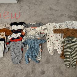 New baby boy 0-6M clothes(20 pieces) + used clothes(50 pieces)