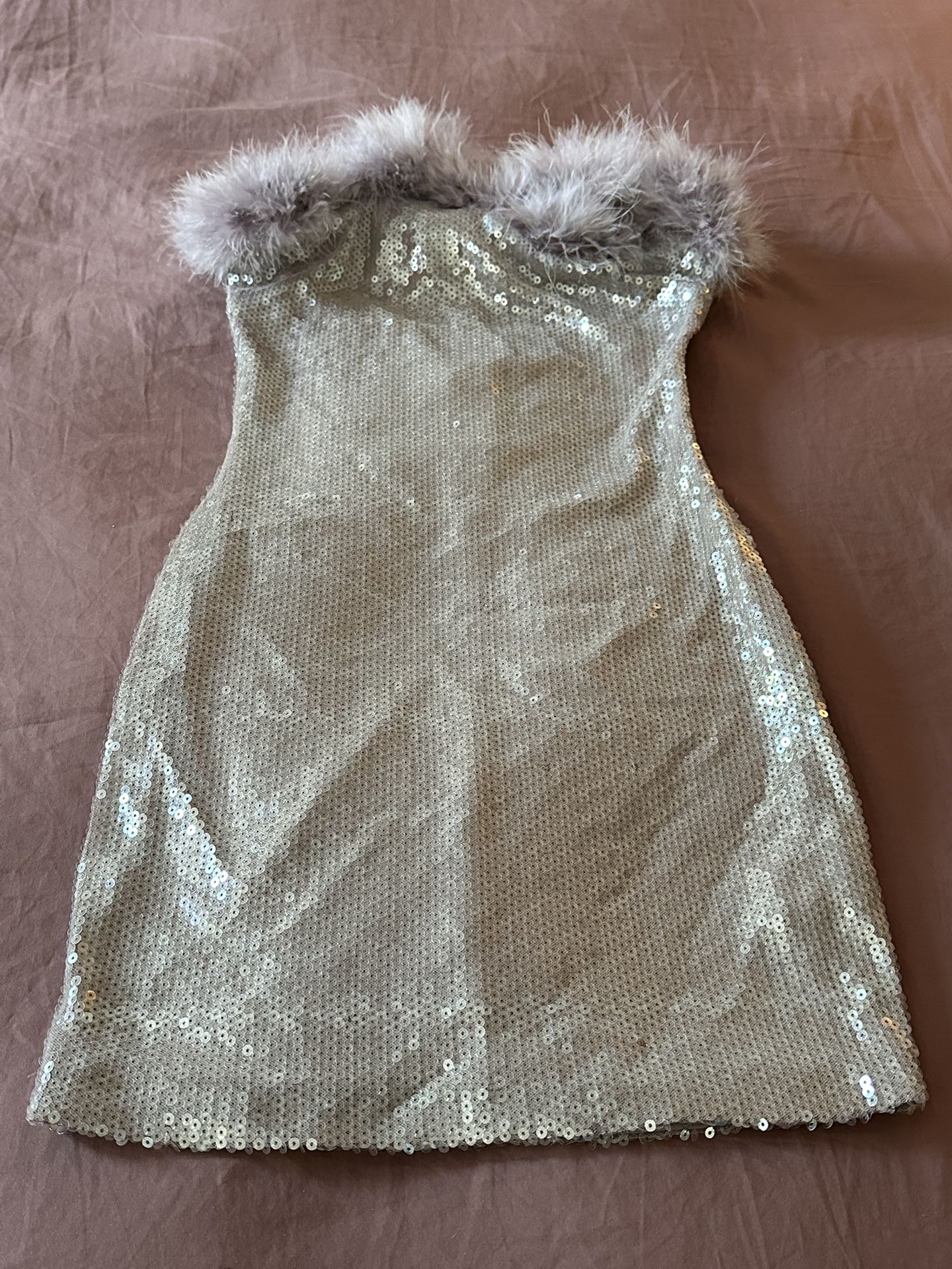 Forever21 Sequin Fur Tube Dress XS New!