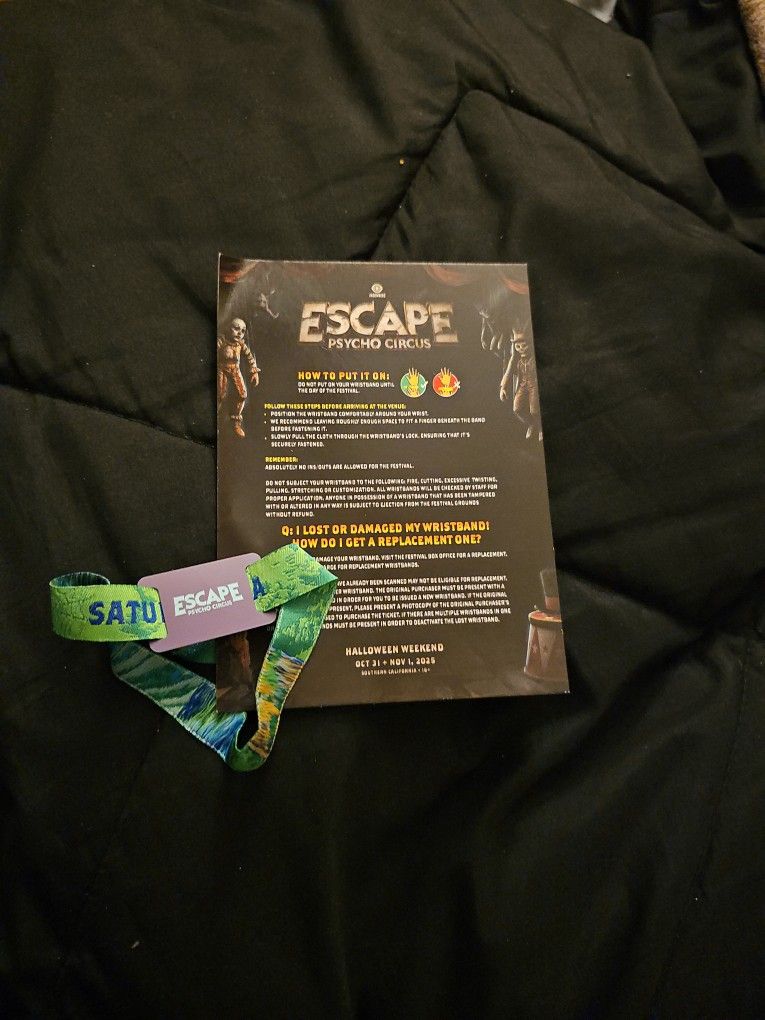 Escape Ticket GA Only For Saturday 